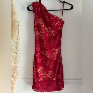 Red Lace Bodycon Mini Dress
